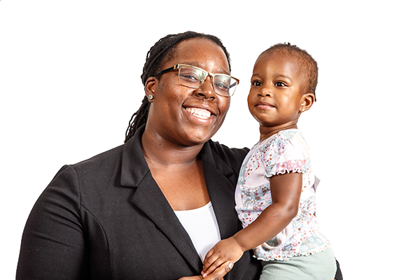 mother and daughter similing