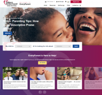 Homepage of EveryParent website