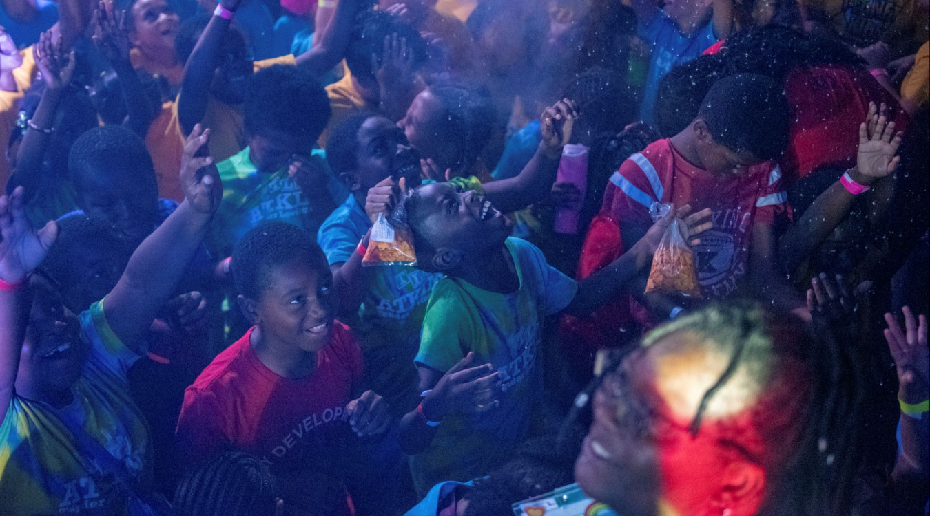 Youth attending Jamathon, hosted by Digital Vibez and supported by Children's Services Council, cheer during the event in 2026.