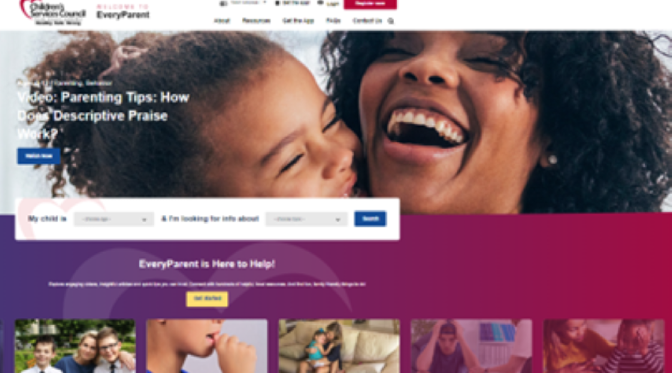 Homepage of EveryParent website