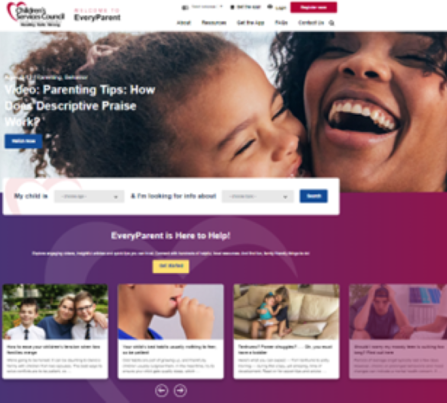 Homepage of EveryParent website