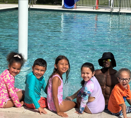 Children from Gove Elementary School in Belle Glade participate in free swim lessons during school.