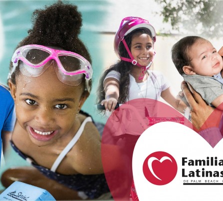 A Facebook Page banner with the words Familias Latinas and multiple images of children of all ages with their parents. 