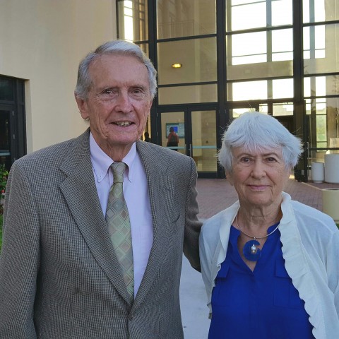 Sen. Harry A. Johnston II poses with his wife at the Palm Beach County Convention Center.