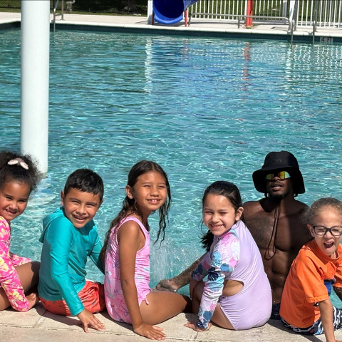 Children from Gove Elementary School in Belle Glade participate in free swim lessons during school.
