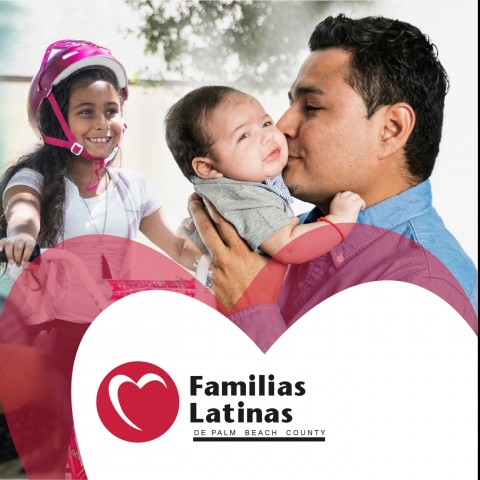 A Facebook Page banner with the words Familias Latinas and multiple images of children of all ages with their parents. 